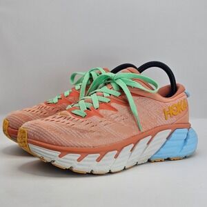 Hoka Gaviota 4 Salmon Blue Green Running Shoes Womens 7.5B 1123199 SCPP